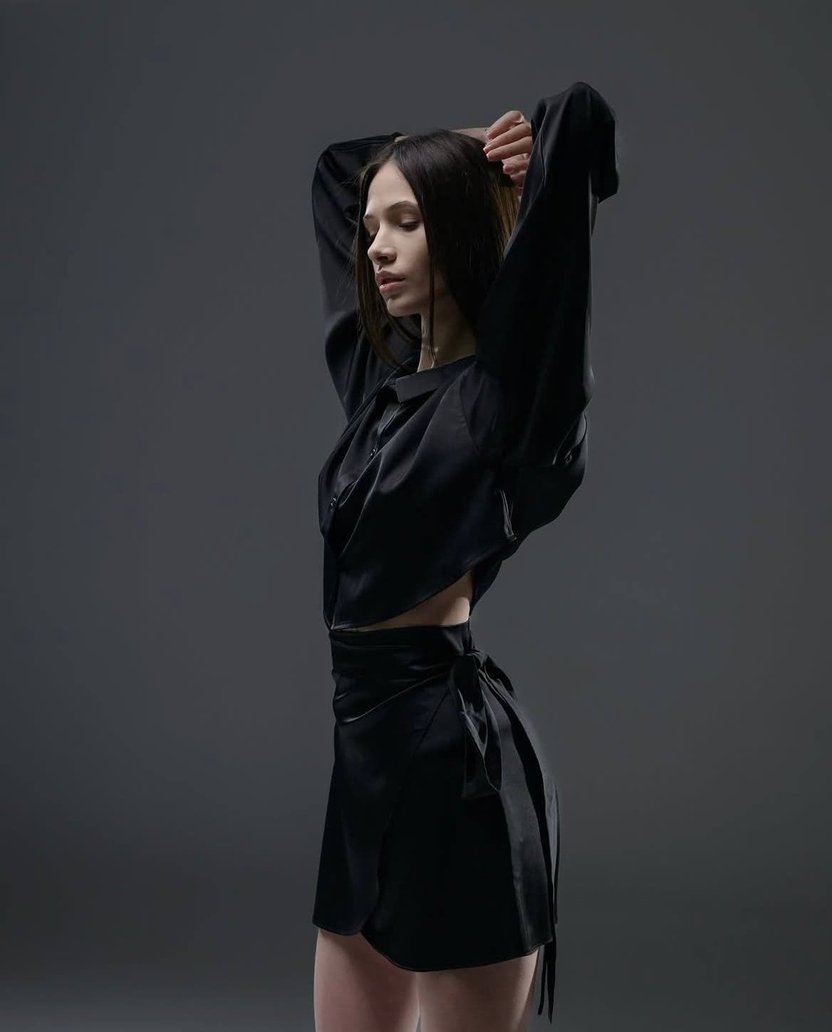 Рубашка укороченная Silk, цвет Black